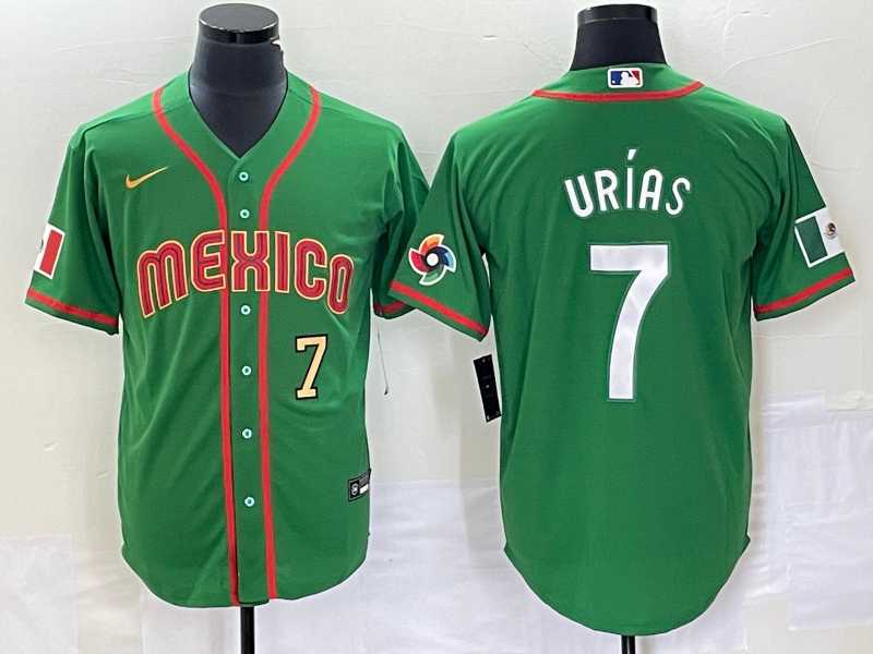 Men%27s Mexico Baseball #7 Julio Urias Number 2023 Green World Classic Stitched Jersey2->2023 world baseball classic->MLB Jersey